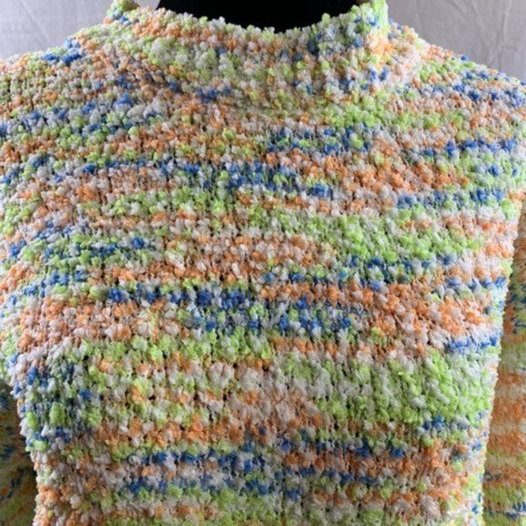 Striped Pattern Popcorn Knit Drop Shoulder Sweater - Picture 2 of 3